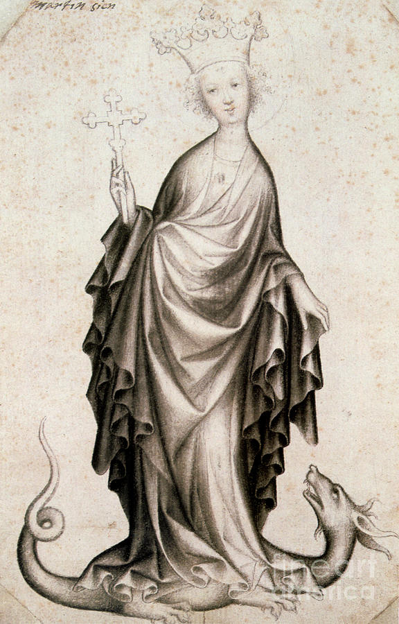 St Margaret, 15th Century Drawing by Print Collector