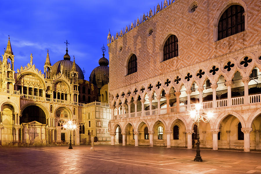 St. Marks Basilica, Doges Palace At Dusk Photograph by Jorg Greuel St. Marks Basilica, Doges Palace At Dusk Photograph by Jorg Greuel