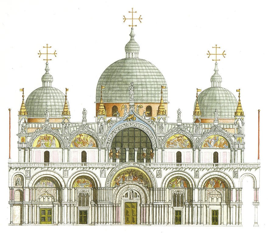 Architecture Painting - St. Marks Basilica. Venice, Italy by Fernando Aznar Cenamor