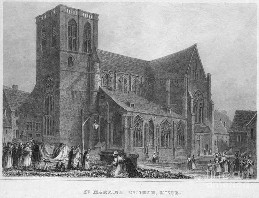 St. Martins Church, Liege, 1850 Drawing by Print Collector