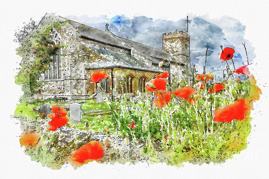 Architecture Painting - St Mary the Virgin, South Wootton by John Edwards