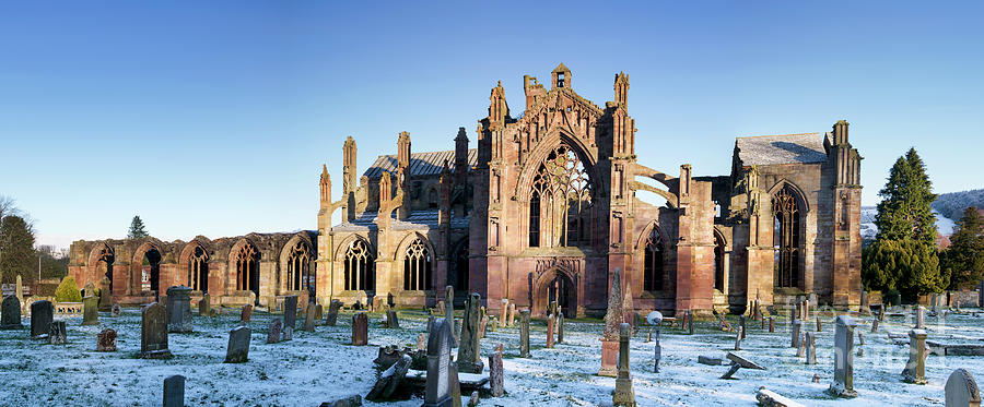 St Marys Abbey Melrose in the Winter Snow Photograph by Tim Gainey