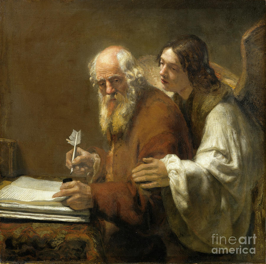 St Matthew And The Angel By Karel Van Der Pluym Painting by Karel Van Der Pluym