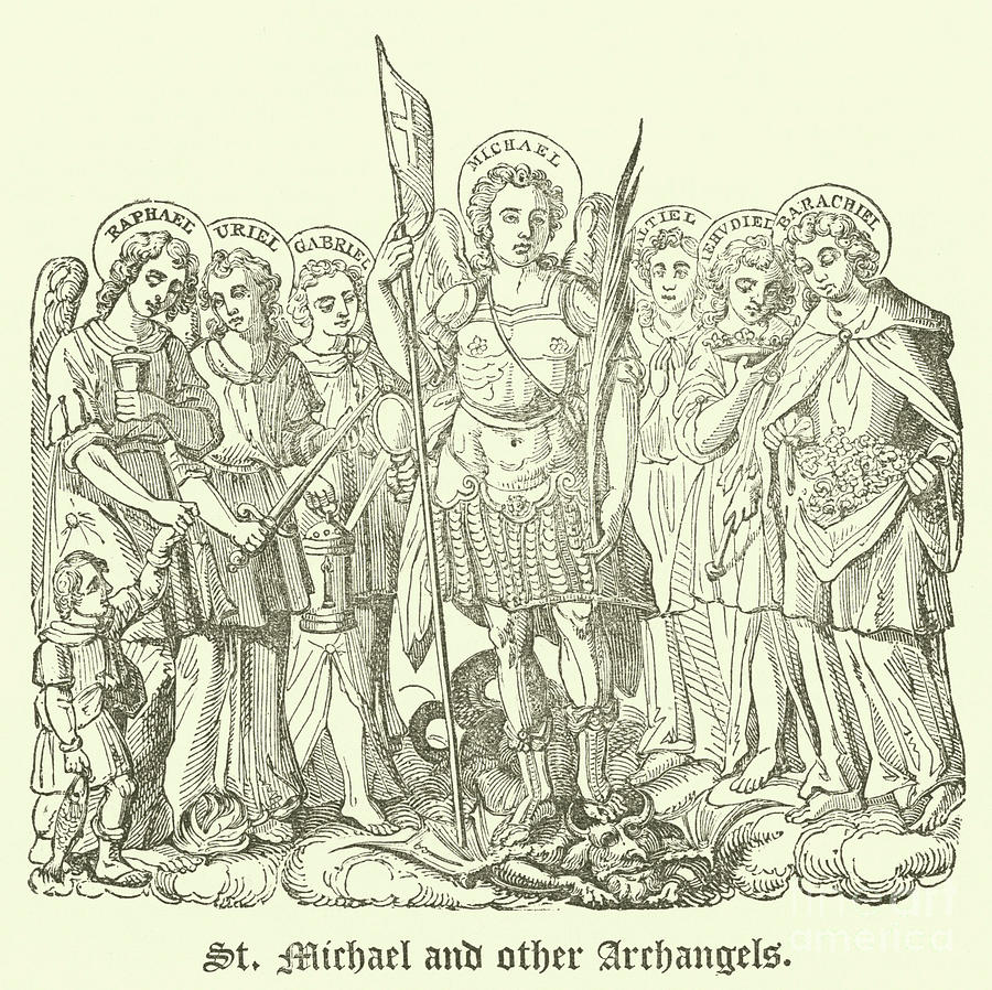 St Michael And Other Archangels Painting by English School