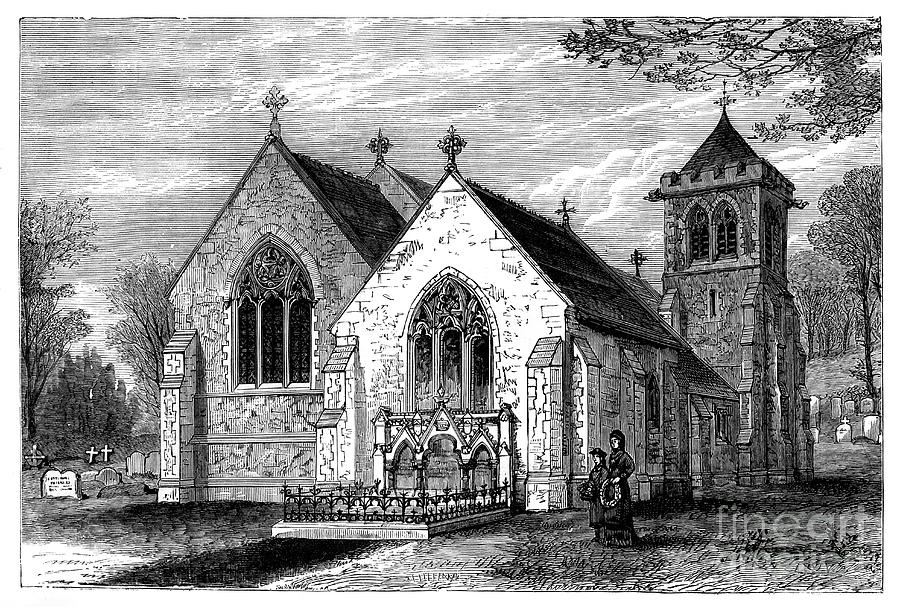 St Michaels Church And The Grave Drawing by Print Collector