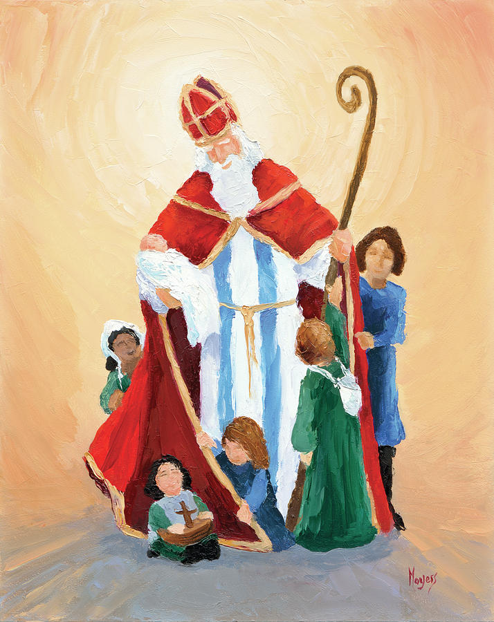 Christmas Painting - St. Nicholas by Mike Moyers