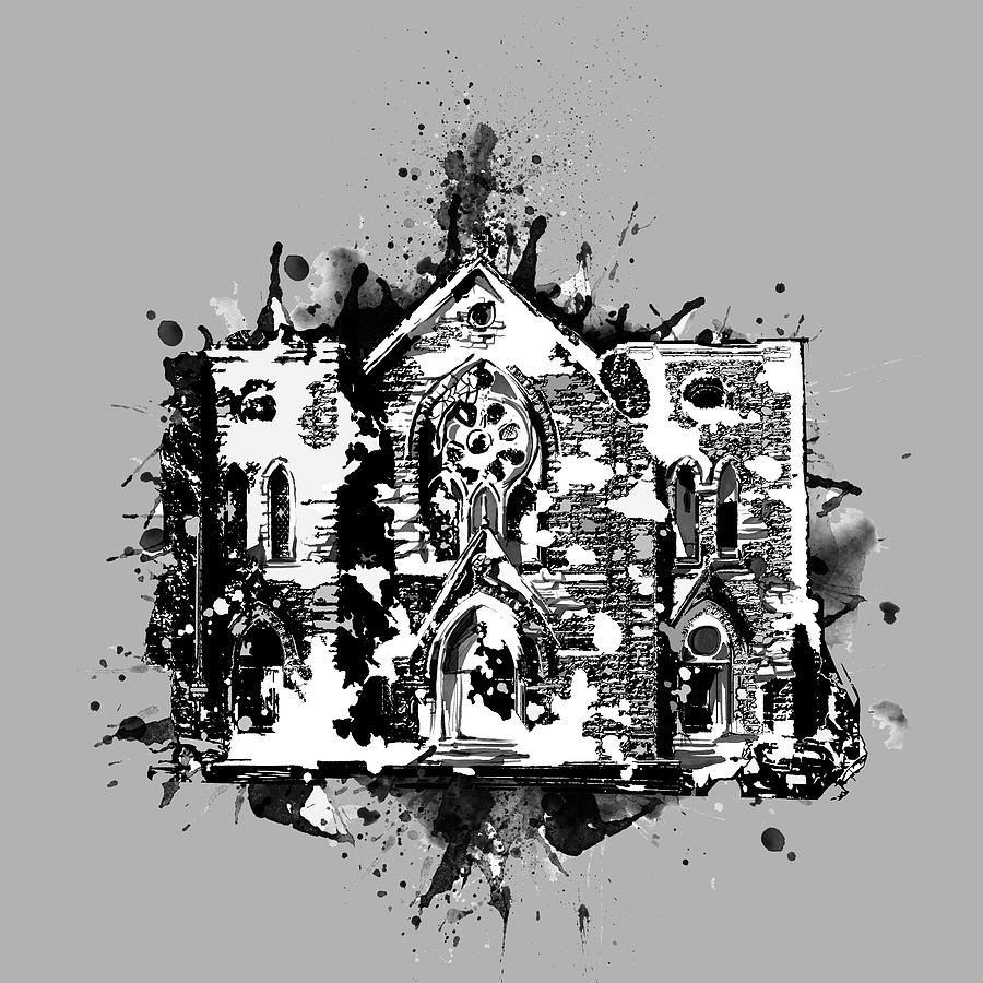 St Patrick Cathedral Fort Worth Grey Digital Art