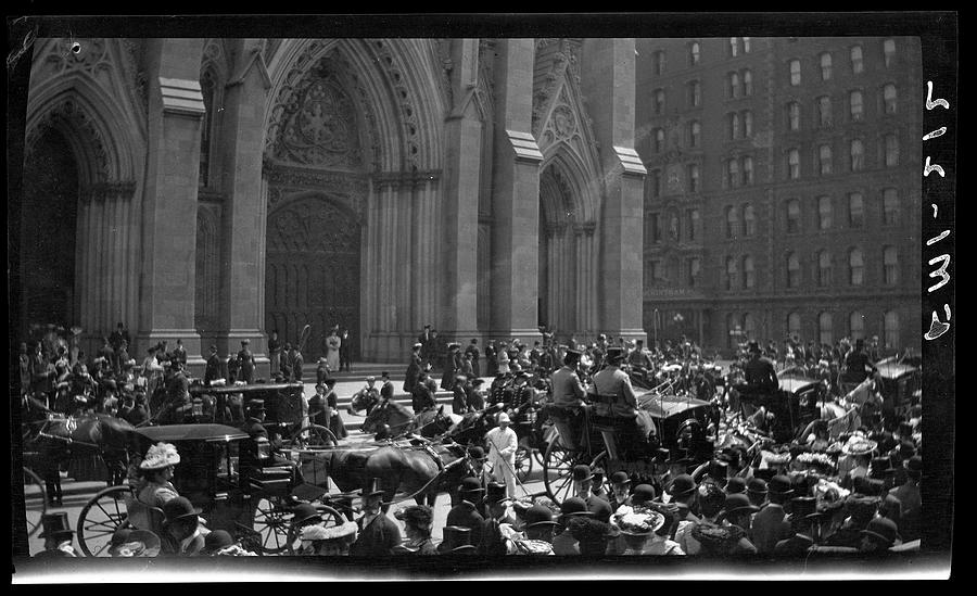 St. Patricks Cathedral And Fifth Avenue Photograph by The New York Historical Society