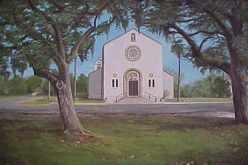 St Patricks Catholic Church Apalachicola Florida Painting by Teresa Trotter