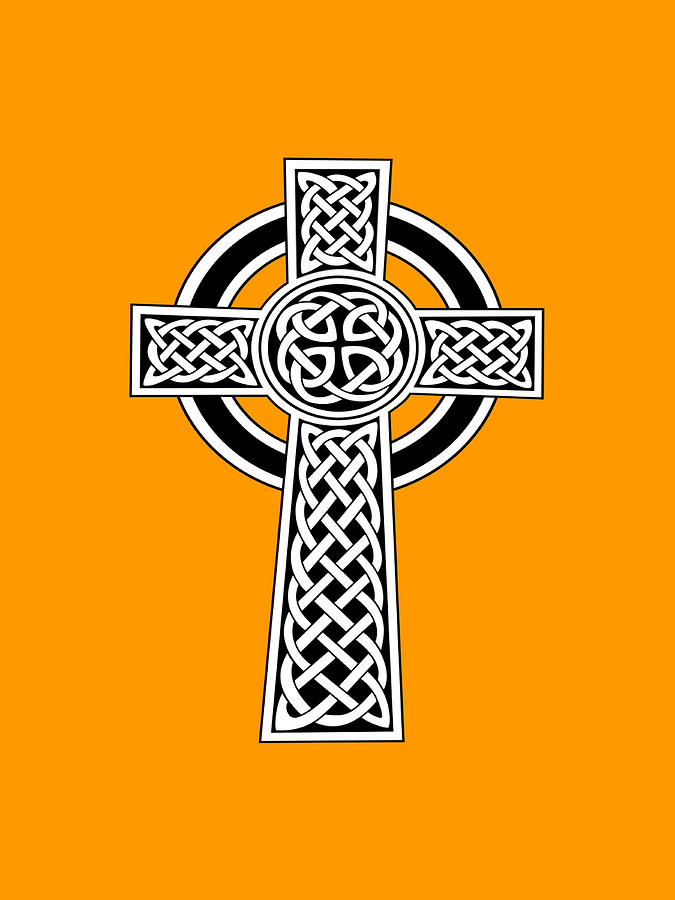 St Patricks Day Celtic Cross Black and White Digital Art by Taiche Acrylic Art