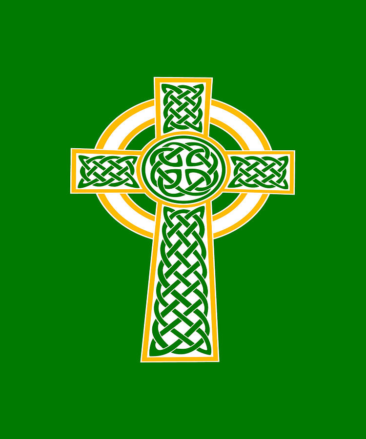 St Patricks Day Celtic Cross White And Orange Digital Art by Taiche Acrylic Art