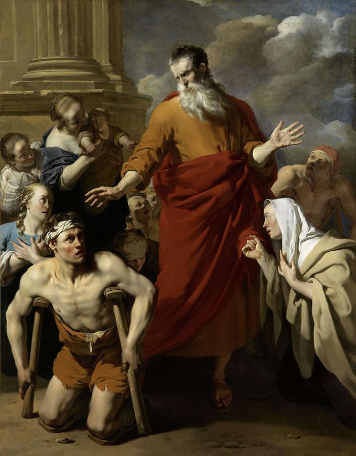 St Paul Healing the Cripple at Lystra. Paul Healing the Cripple in Lystra. Painting by Karel Dujardin -mentioned on object-