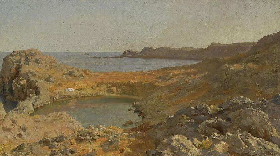 Landscape Painting - St Pauls Bay At Lindos, Rhodes by Frederic Leighton
