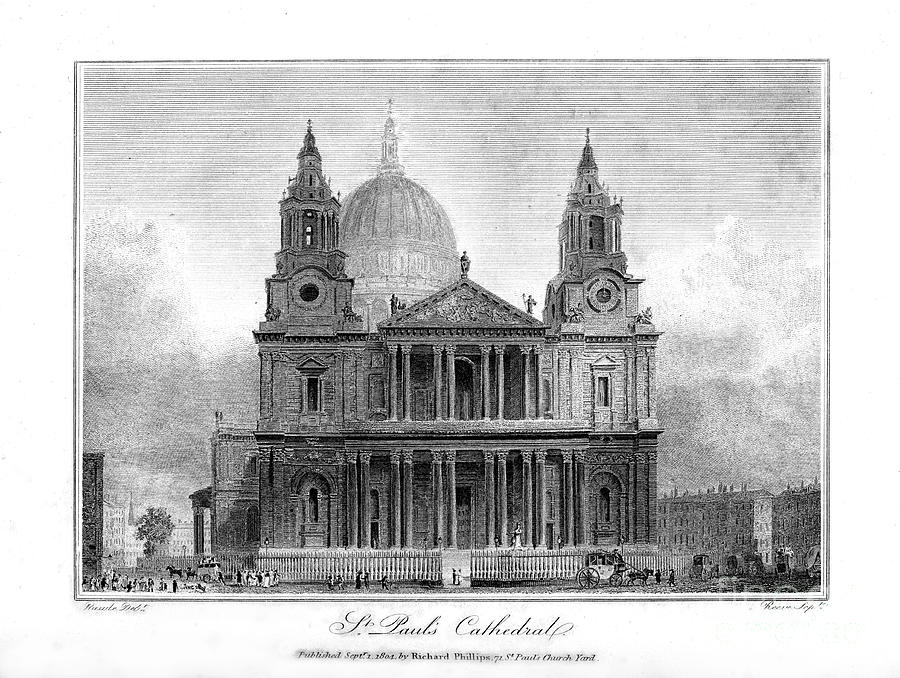 St Pauls Cathedral, London, 1804.artist Drawing by Print Collector