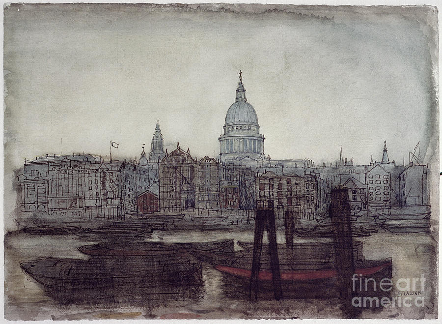 St Pauls Cathedral Thames View Painting by George Clausen