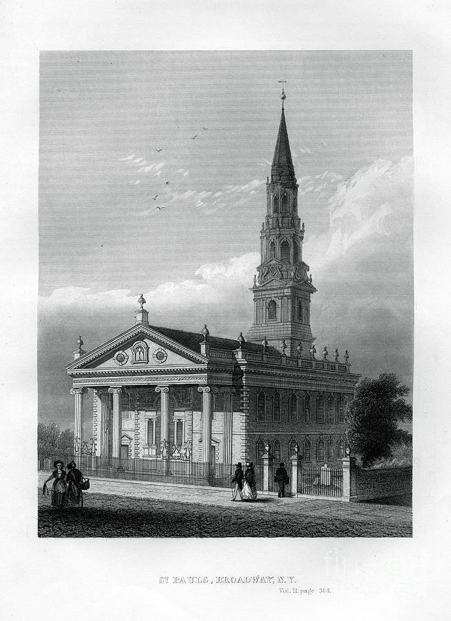 St Pauls Chapel, Broadway, New York Drawing by Print Collector