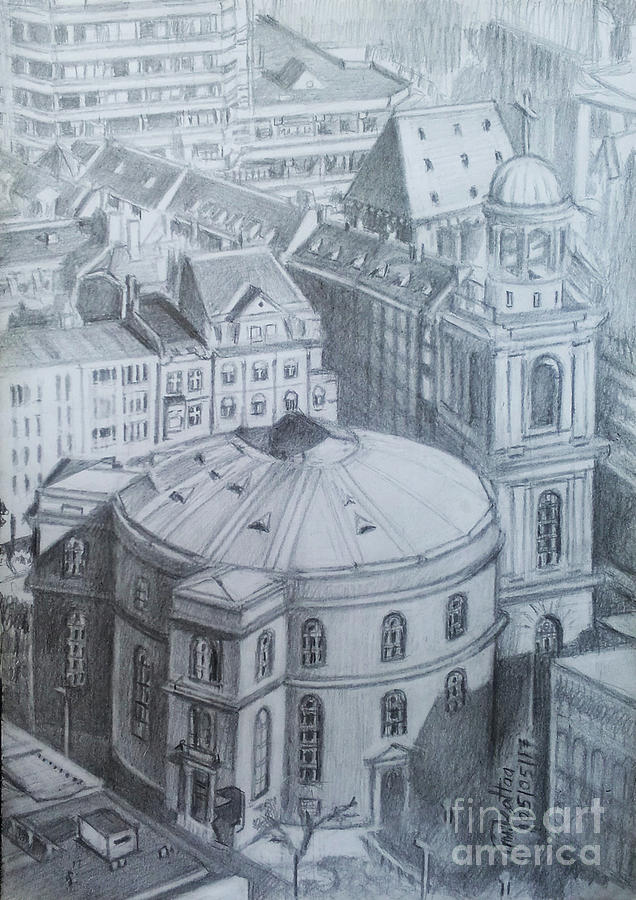 Berlin Drawing - St. Pauls Church - Frankfurt by Mohammad Hayssam Kattaa