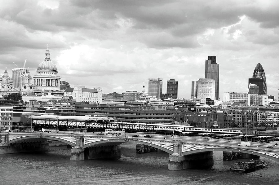 St Pauls To Gherkin London 5 In Grey Photograph by Valmol48
