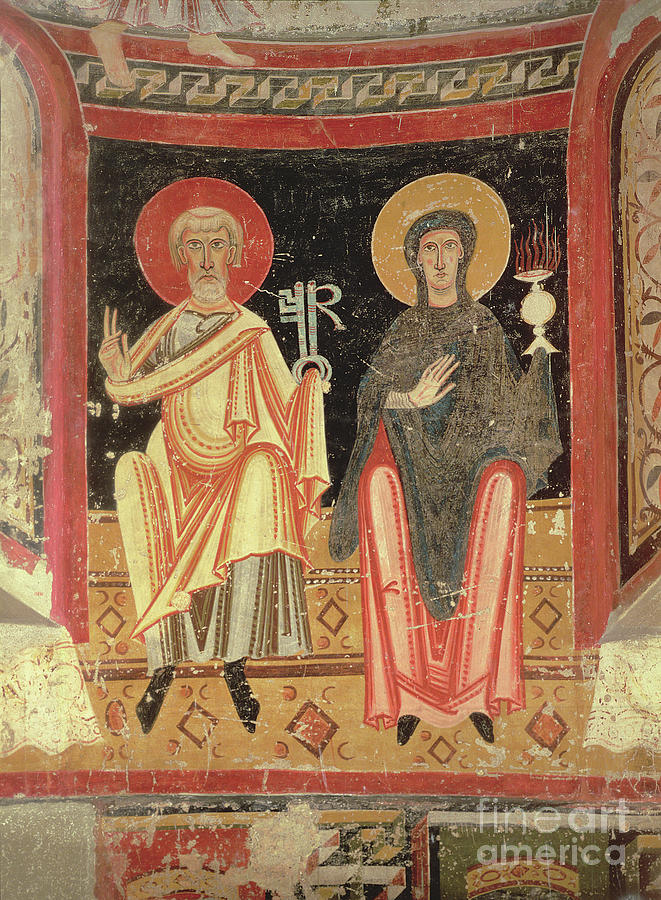 Romanesque Painting - St. Peter And The Madonna, From The Apse Of Sant Pere In El Burgal by Spanish School