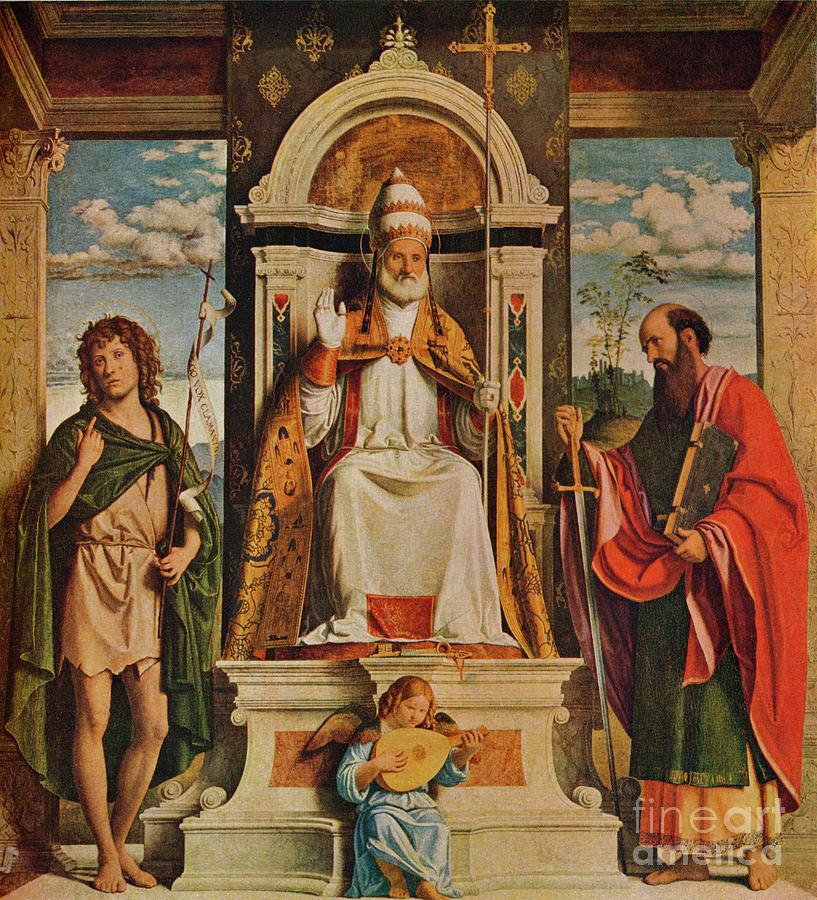 St Peter Enthroned With St John Drawing by Print Collector