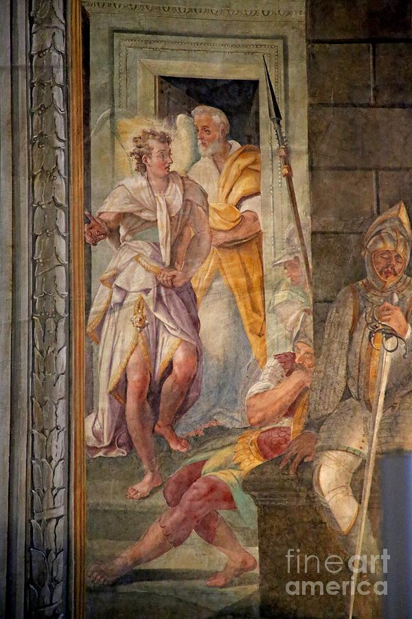 Architecture Painting - St Peter Escapes From Prison With An Angel, 1604 by Domenichino