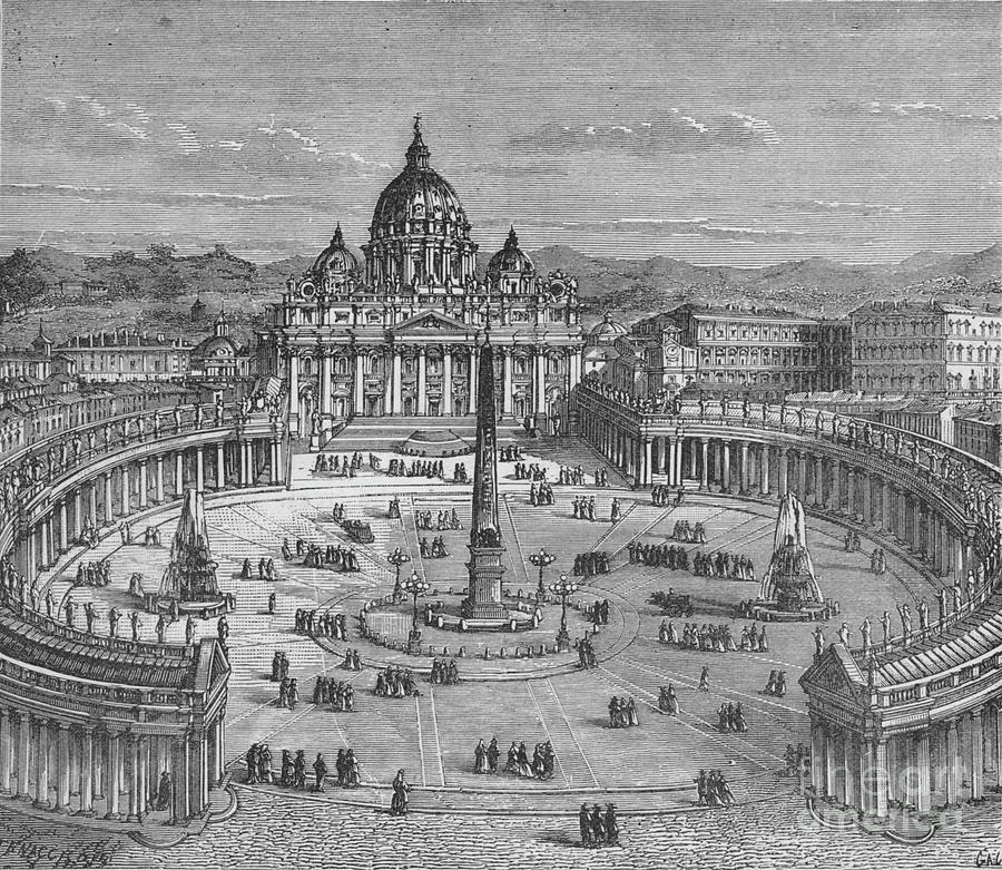 St Peters And The Vatican, Circa 1880 Drawing by Print Collector