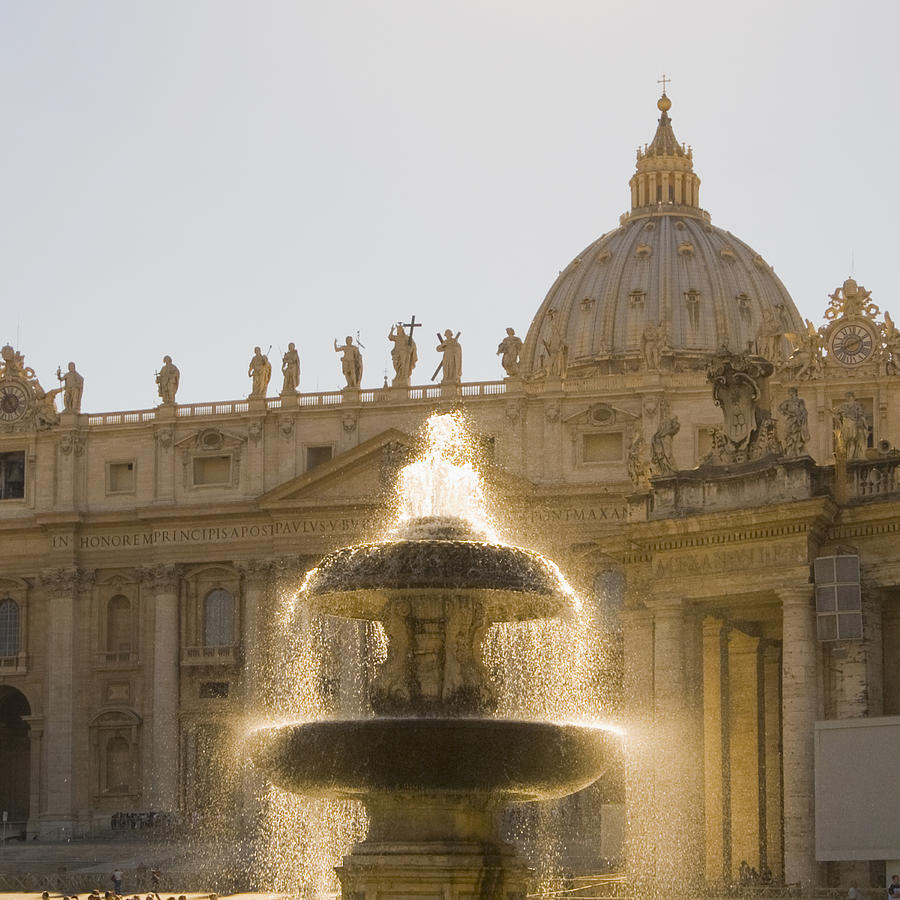St. Peters Basilica And Fountain At Photograph by John Harper