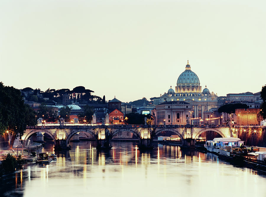 St Peters Basilica And Ponte Sant Angelo Photograph by Gary Yeowell