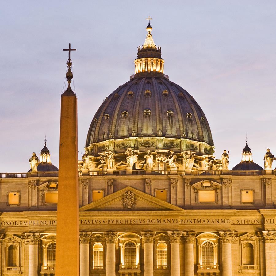 St. Peters Basilica Dome At Twilight Photograph by John Harper
