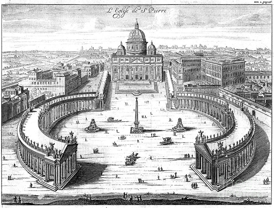 St Peters Basilica, Rome, 1702 Drawing by Print Collector