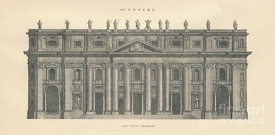St Peters - East Front Elevation 1 Drawing by Print Collector