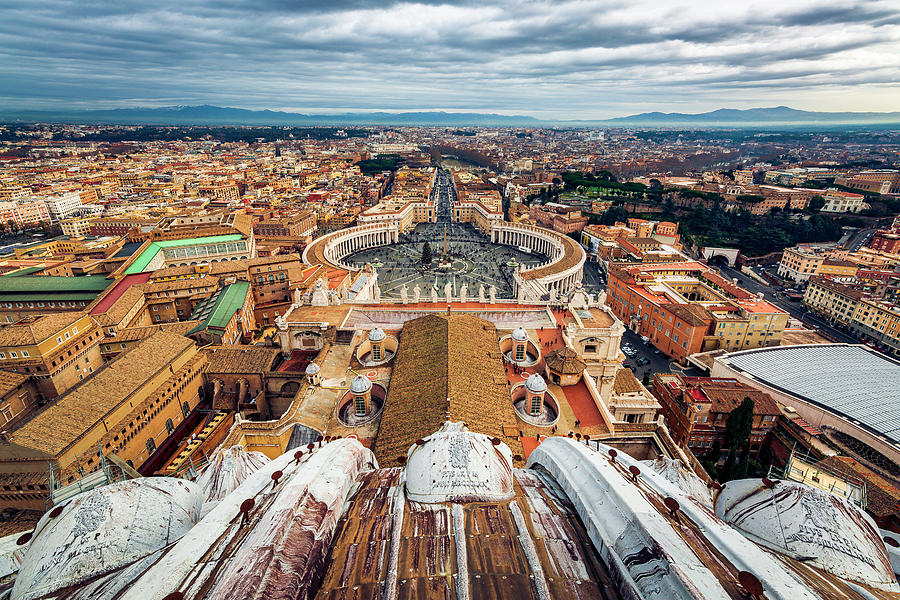 St Peters Square from Top of the Basilica Photograph by ProPeak Photography