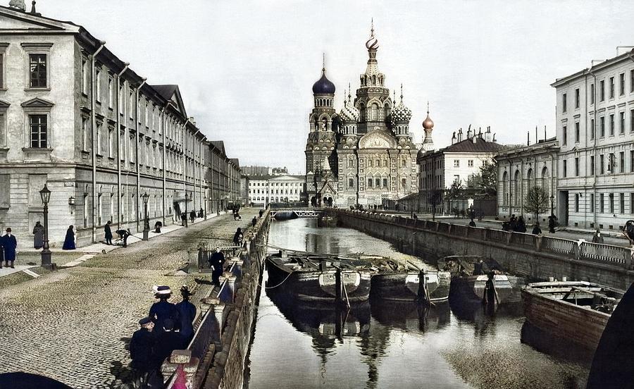 St. Petersburg. Catherine Canal. Perspective from Nevsky Prospect to the Cathedral of the Resurrecti Painting by Celestial Images