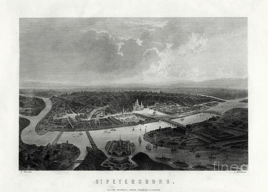 St Petersburg, Russia, 19th Century Drawing by Print Collector