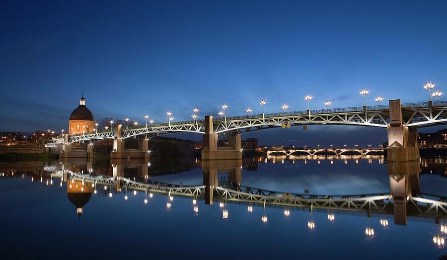 St Pierre Bridge At Night, Toulouse Photograph by Alexis Grattier