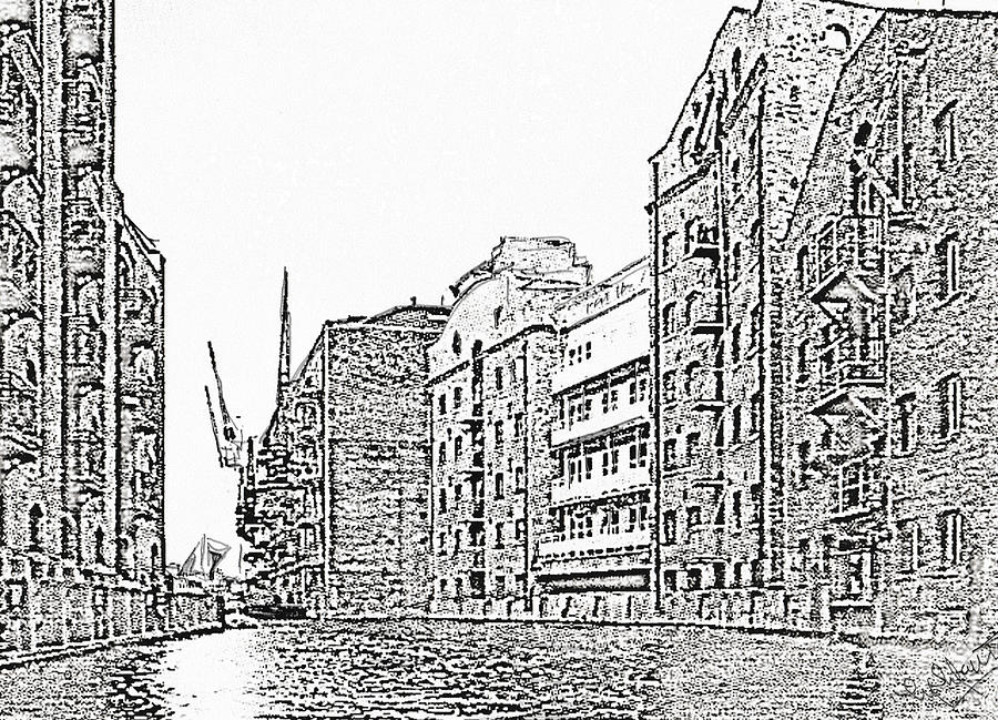 St Saviours Dock River Thames London Drawing by Mackenzie Moulton