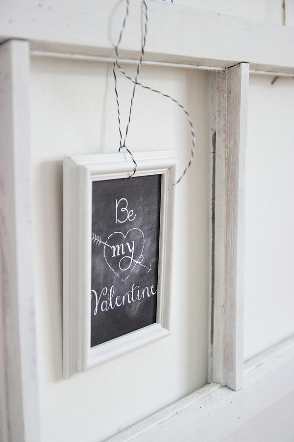 St. Valentines Day Greeting On Framed Chalkboard Photograph by Astrid Algermissen