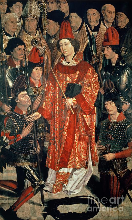 St Vincent Surrounded By Highest Echelons Of State, Detail From St Vincent Panels Painting by Nuno Goncalves