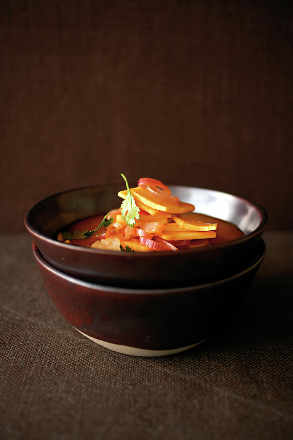 Stack Of Asian Turnip On Soup In Bowl Photograph By Jalag Wolfgang