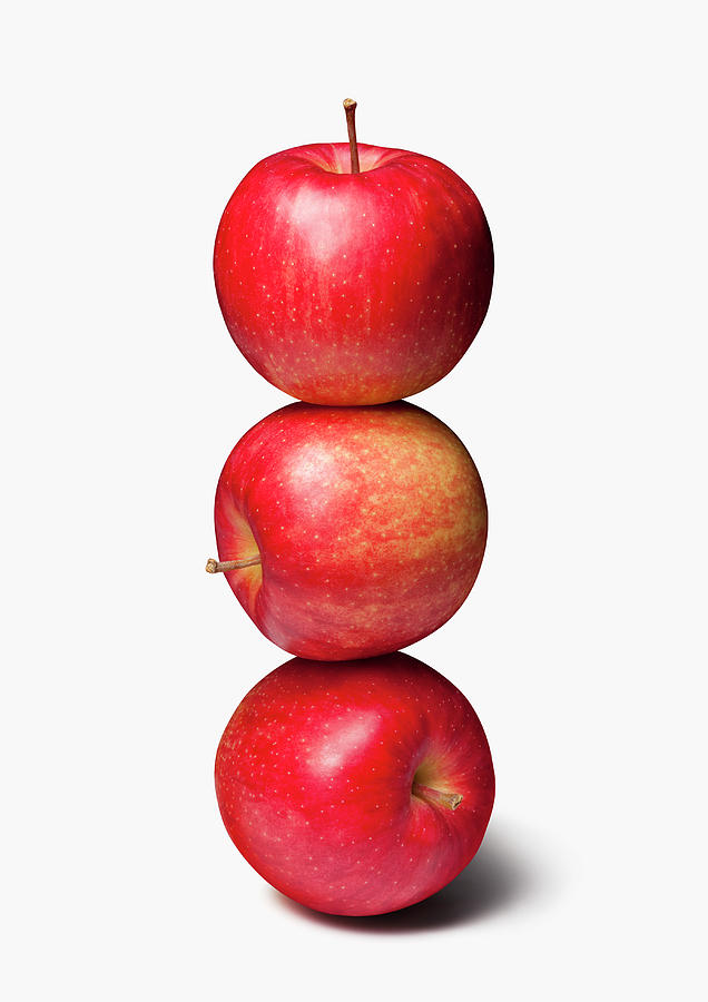 Stack Of Three, Red Apples Photograph by H&c Studio