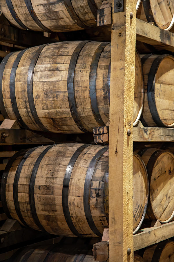 Stack of whisky in oak barrels Photograph by Karen Foley