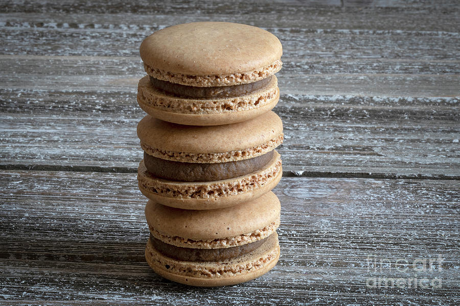 Cookie Photograph - Stacked Caramel Macarons by Elisabeth Lucas