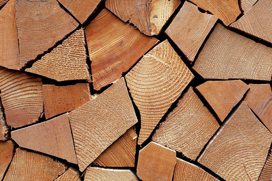 Stacked Firewood close-up Photograph by Klaus Arras