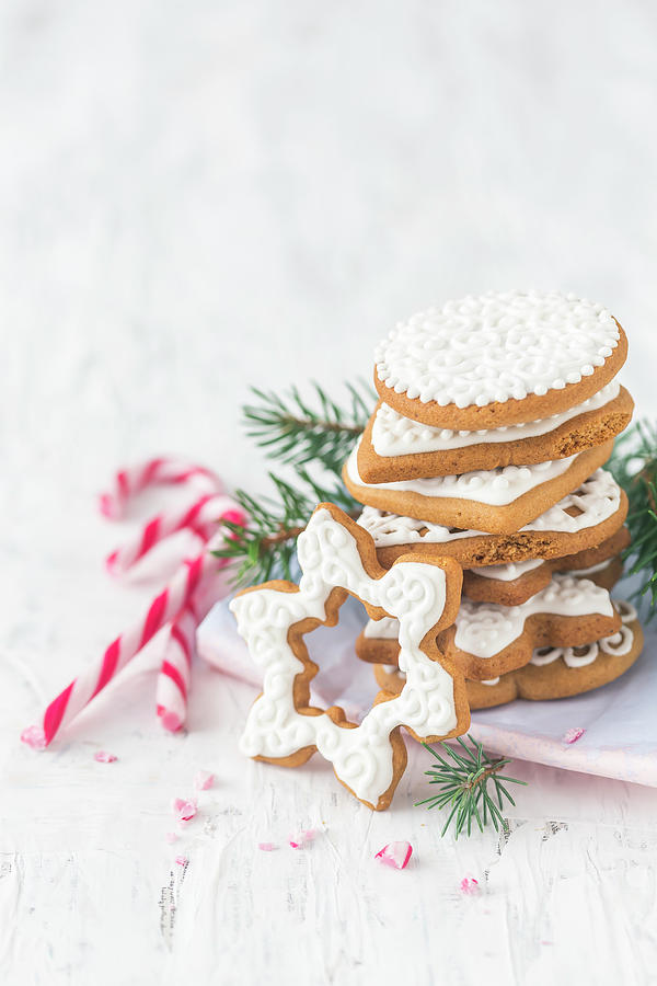 Stacked Gingerbread Cookies With Icing Photograph by Malgorzata Laniak