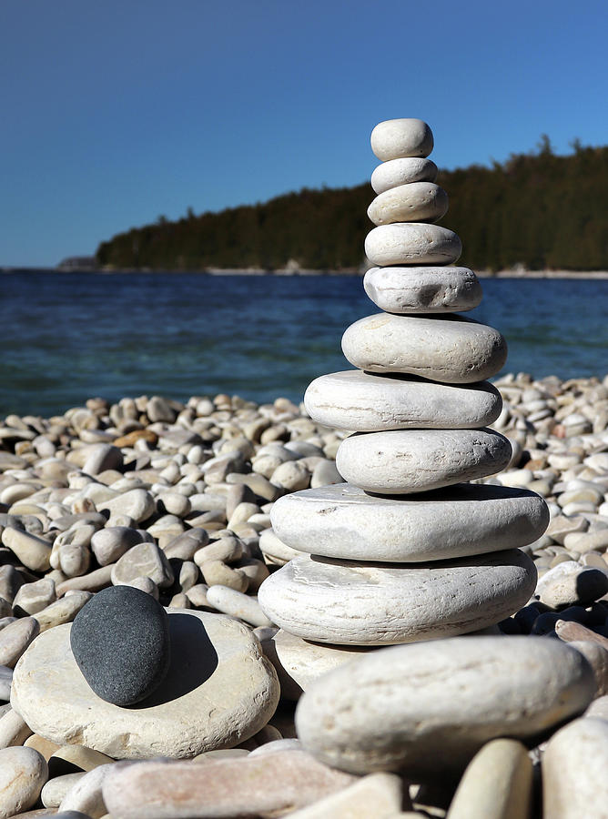 Stacked Stones at Pebble Beach Photograph by David T Wilkinson