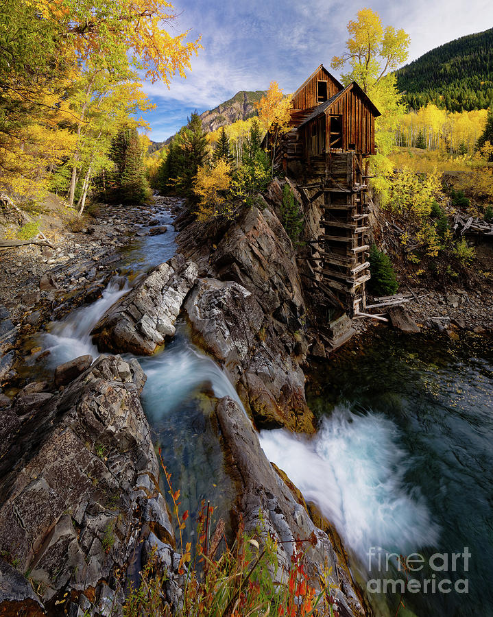 Autumn Foliage at Crystal Mill in Colorado Rockies Photograph by Tom Schwabel