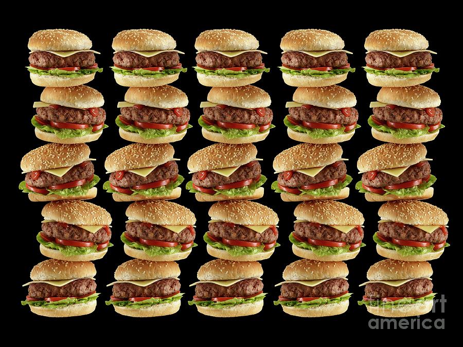 Stacks Of Hamburgers Photograph by Science Photo Library