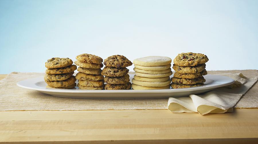 Wine Photograph - Stacks Of Various Cookies On A Serving Platter by Michael S. Harrison