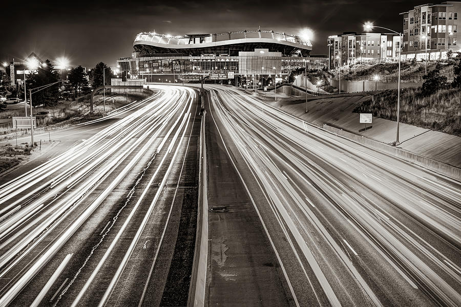 Denver Broncos Photograph - Stadium at Mile High - Denver Colorado - Sepia Edition by Gregory Ballos