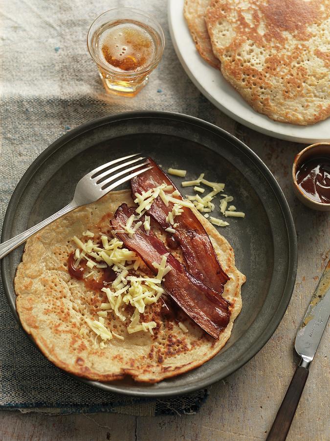 Staffordshire Oatcakes With Bacon And Cheese Photograph by Jonathan Gregson